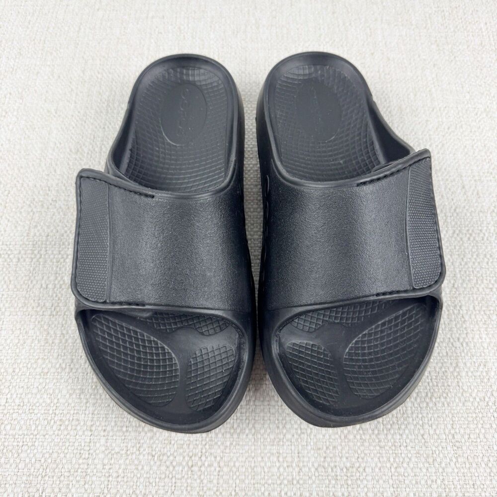 OOFOS OOAHH Sport Flex Slides Black Recovery Sandals Shoes - Picture 3 of 16